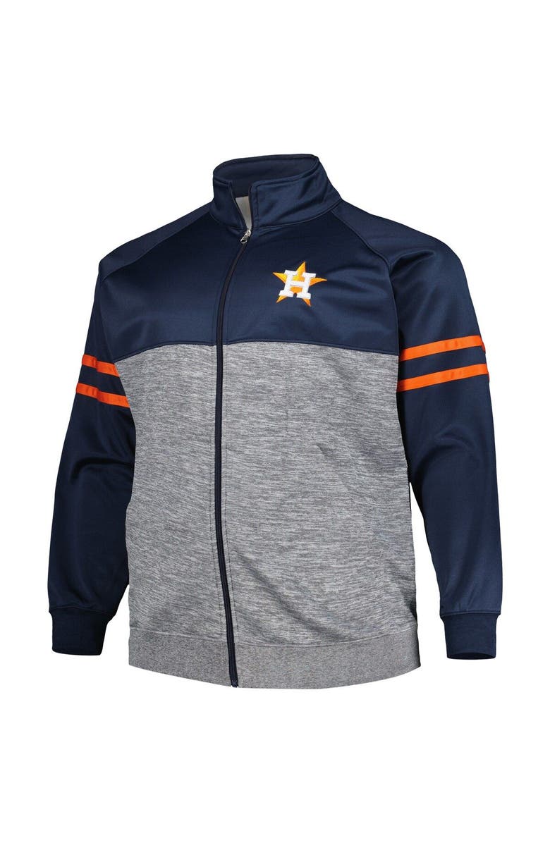 PROFILE Men's Navy/Heather Gray Houston Astros Big & Tall Raglan Full-Zip Track Jacket, Alternate, color, 