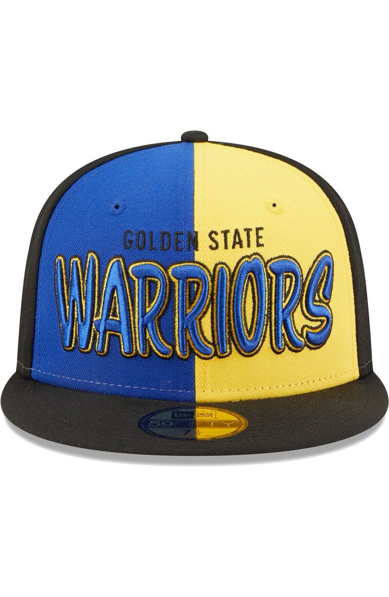 New Era Men's New Era Black/Royal Golden State Warriors Pop Front 59FIFTY Fitted Hat, Alternate, color, Black