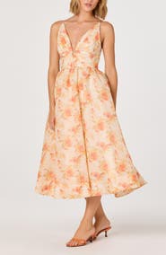 ASTR the Label Janna Floral Chiffon Midi Dress