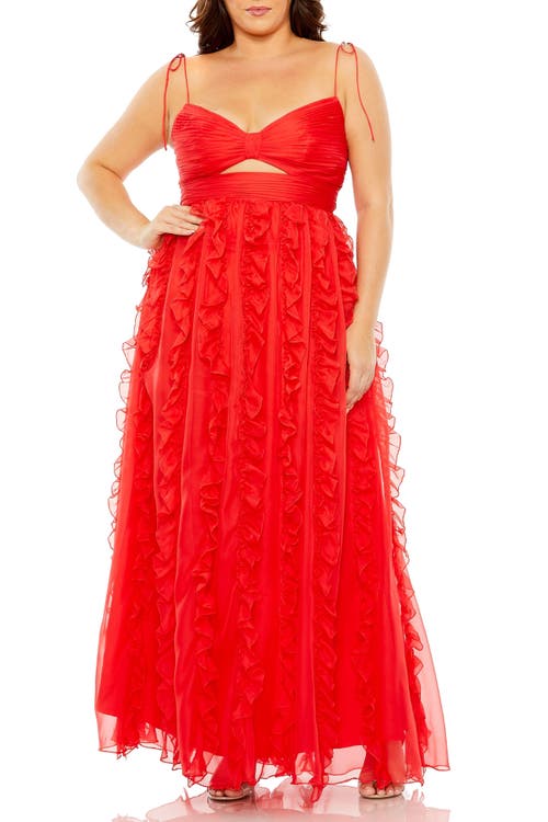 MAC DUGGAL MAC DUGGAL KEYHOLE DETAIL CHIFFON SLEEVELESS GOWN
