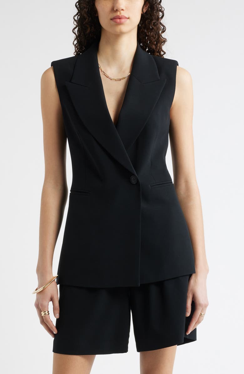 Nordstrom Sleeveless Crepe Blazer, Main, color, Black