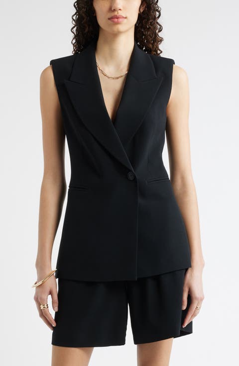 Sleeveless Crepe Blazer