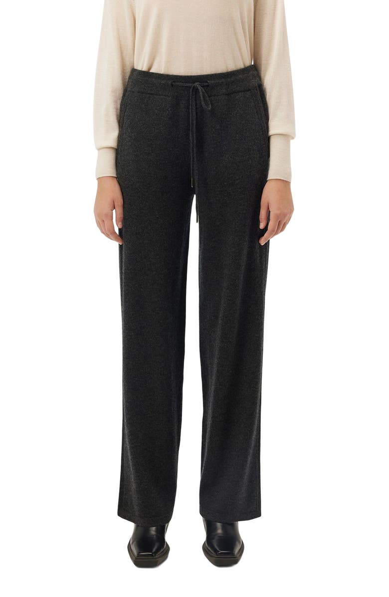 GOBI Mongolian Cashmere Cashmere Straight Leg Jogger With Contrast Side, Alternate, color, Charcoal