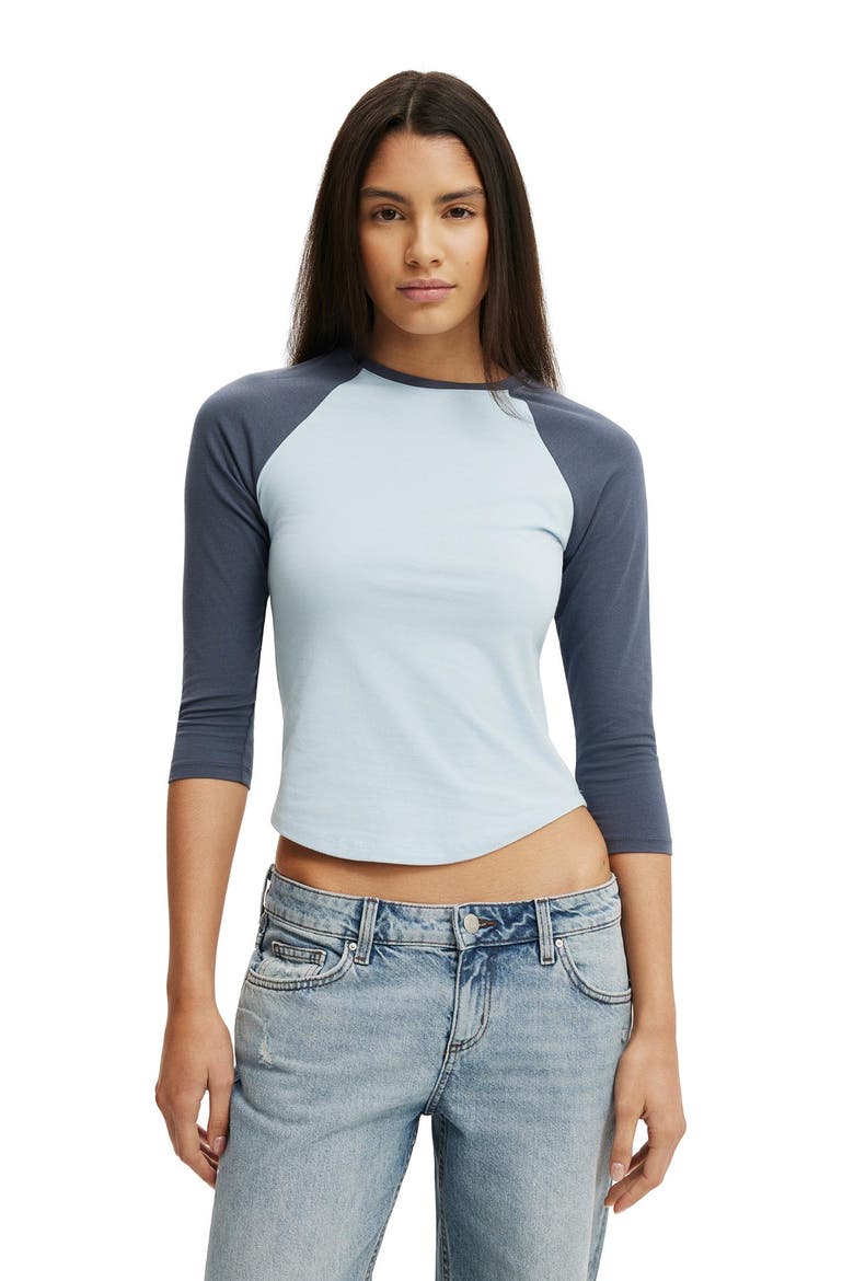 Women's 90S Baby Raglan 3/4 Tee, Main, color, Iced Marine Collegiate Navy