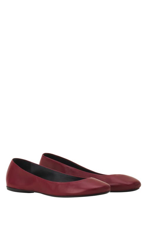 Lanvin The Ballerina Flat In Leather In Burgundy