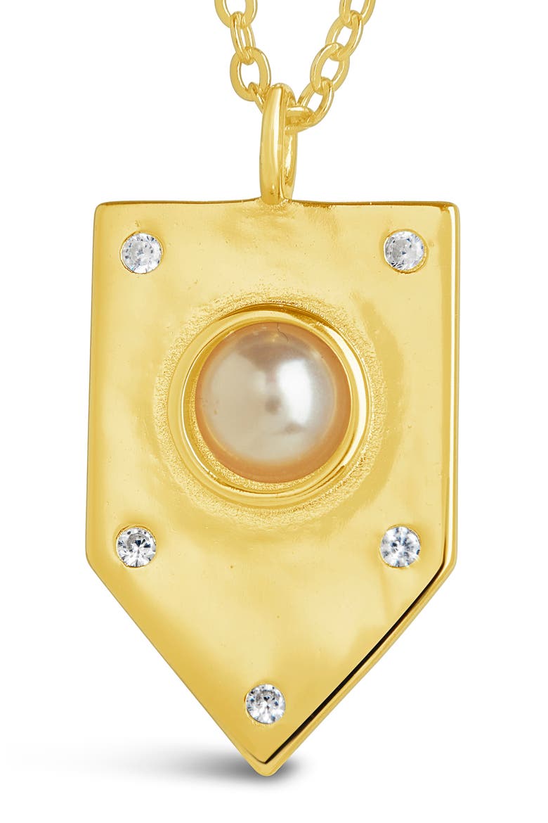 Marcella Shield Pendant Necklace, Alternate, color, GOLD