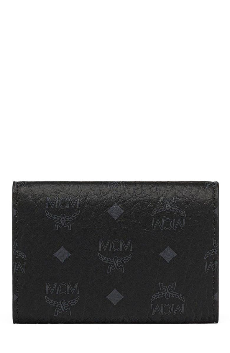 MCM Aren Trifold Wallet in Visetos, Alternate, color, Black