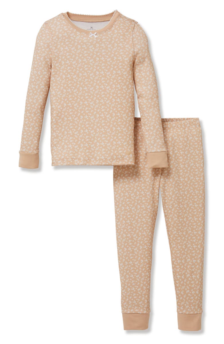 Petite Plume Kids' Fitted Two-Piece Pima Cotton Pajamas, Main, color, Beige