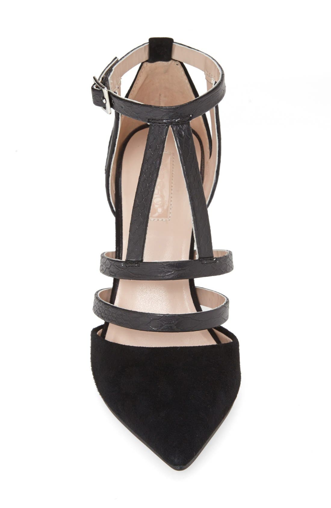 'Geneva' Strappy Mixed Media Pump, Alternate, color, BLACK
