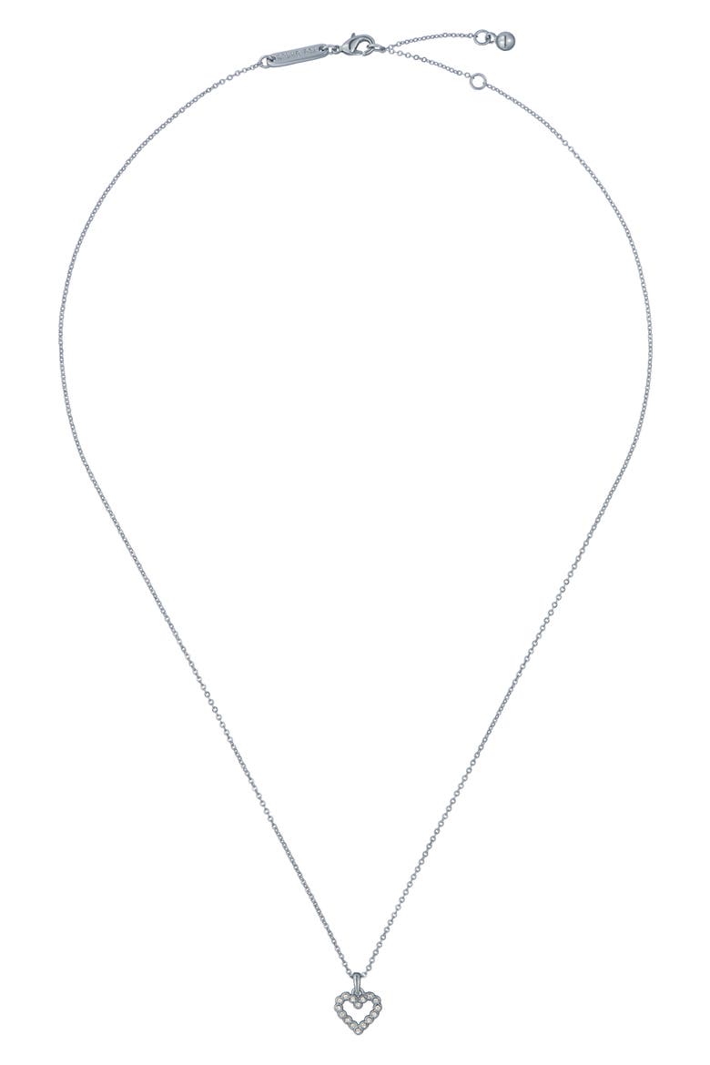 Amore Crystal Heart Pendant Necklace, Alternate, color, SILVER TONE/ CLEAR CRYSTAL