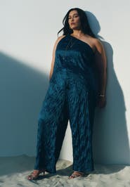 ELOQUII Crinkle Satin Wide-Leg Pant