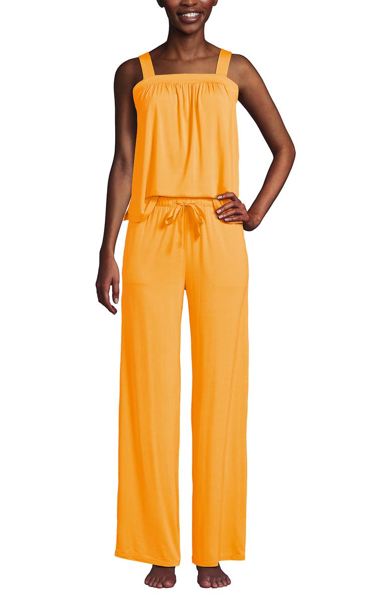 Lands' End Cooling 2 Piece Pajama Set - Sleeveless Square Neck Top and Pants, Main, color, Sweet Mango