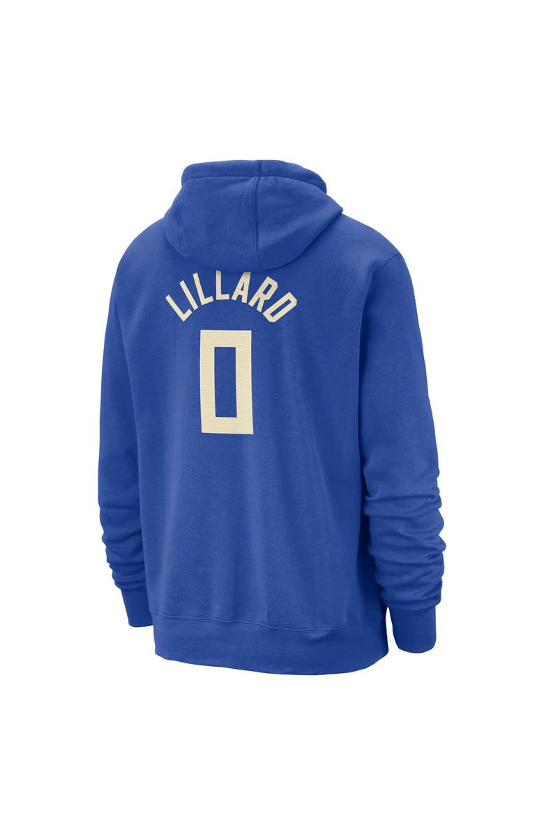 Nike Men's Nike Damian Lillard Royal Milwaukee Bucks 2024/25 City Edition Name & Number Pullover Hoodie, Alternate, color, 