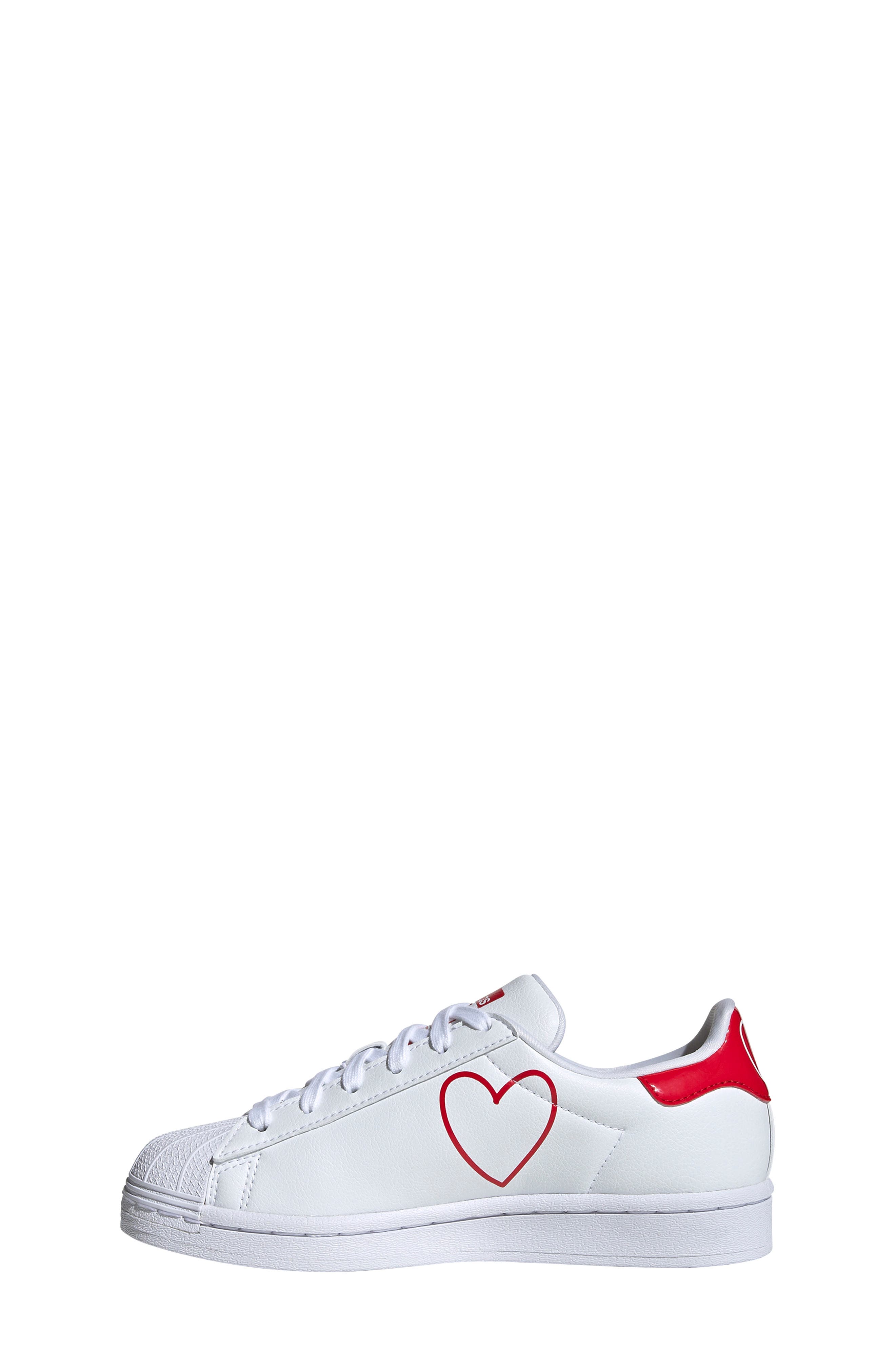 Kids' Superstar Sneaker, Alternate, color, WHITE/ WHITE/ SCARLET