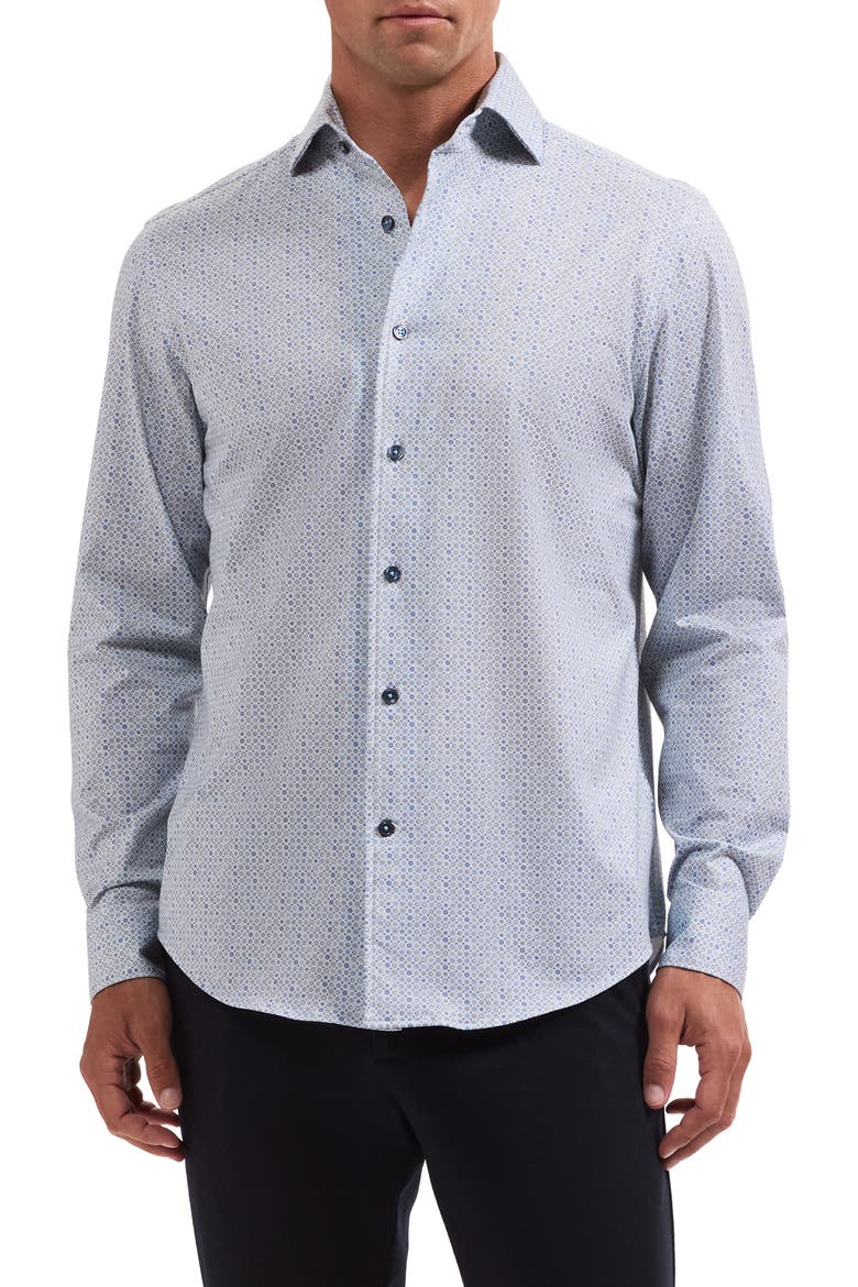 Devon OoohCotton® Print Button-Up Shirt, Main, color, AIR BLUE