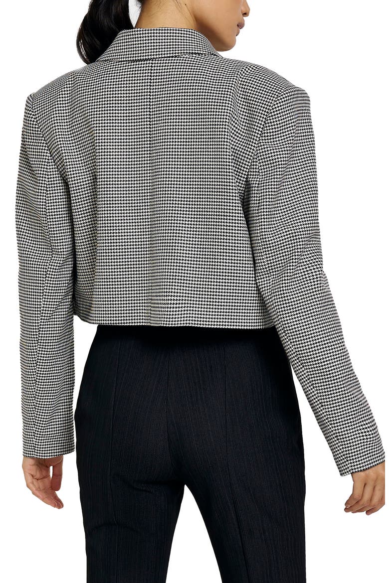 Houndstooth Check Crop Blazer, Alternate, color, BLACK