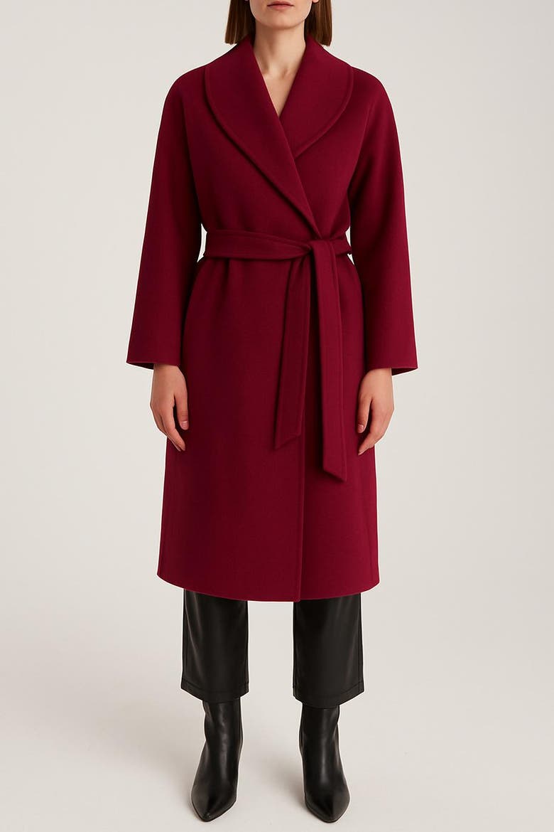Cashmere Hooded Long Coat, Alternate, color, Bordeaux