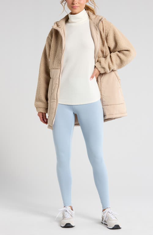 Zella Cozy Rib Mock Neck Top In Ivory Egret