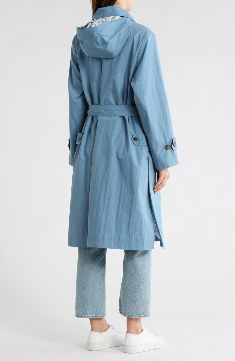 Bernardo Hooded Trench Coat, Alternate, color, Blue Aura