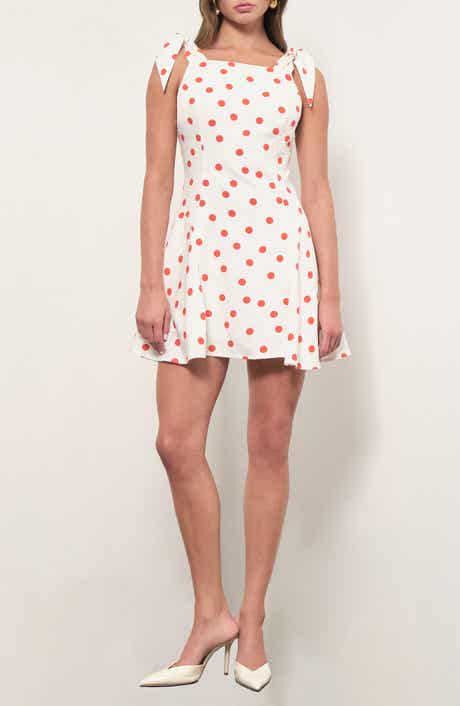 Chelsea Polka Dot Tie Shoulder Minidress