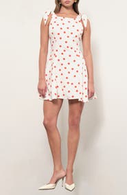 MAUDE CLUB Chelsea Polka Dot Tie Shoulder Minidress