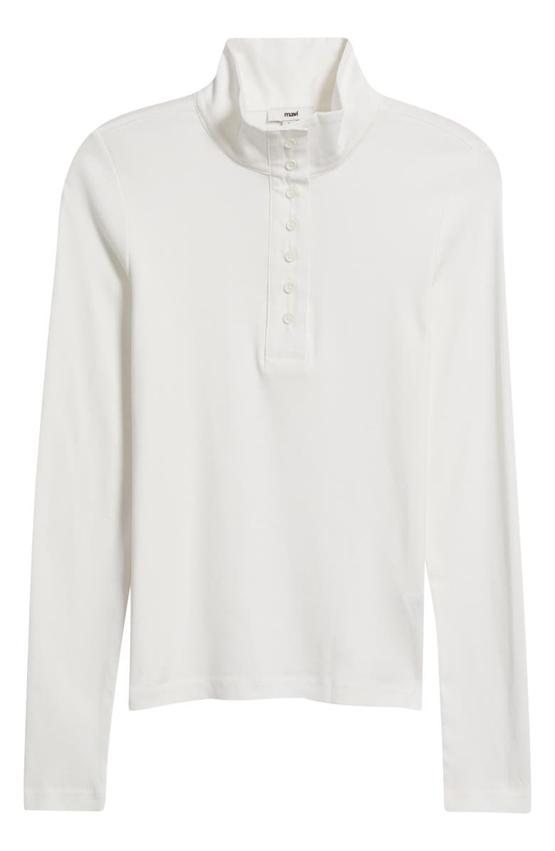 Mavi Jeans Half Button Turtleneck Cotton Top, Main, color, 
