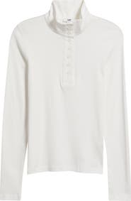 Mavi Jeans Half Button Turtleneck Cotton Top