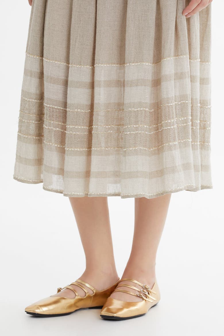 Beige Striped Midi Skirt, Alternate, color, Beige