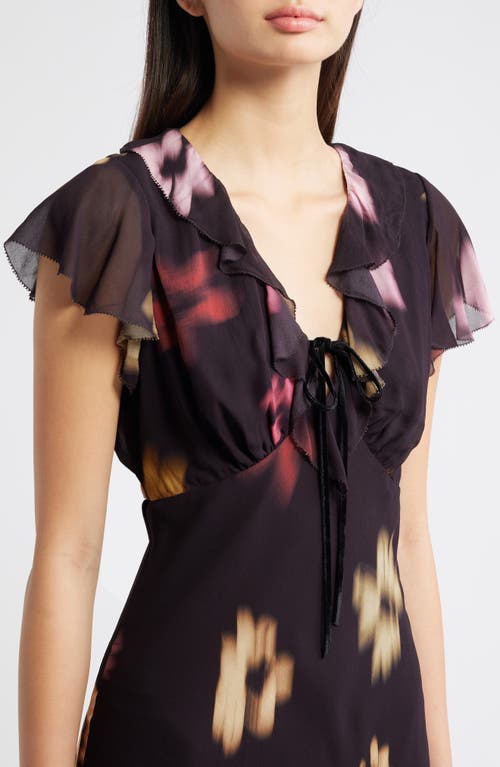Rails Neela Blurred Floral Ruffle Maxi Dress In Black