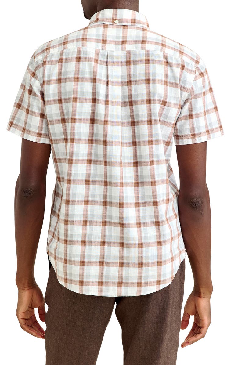 Billy Reid Tatter Plaid Short Sleeve Button-Down Shirt, Alternate, color, Oak/ Multi