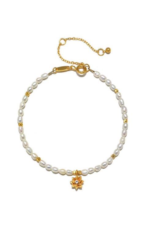 Pearl Lotus June Birthstone Bracelet