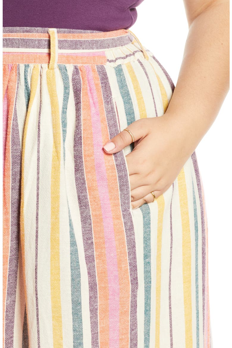 Tie Belt Stripe Midi Skirt, Alternate, color, IVORY DOVE NALA STRIPE