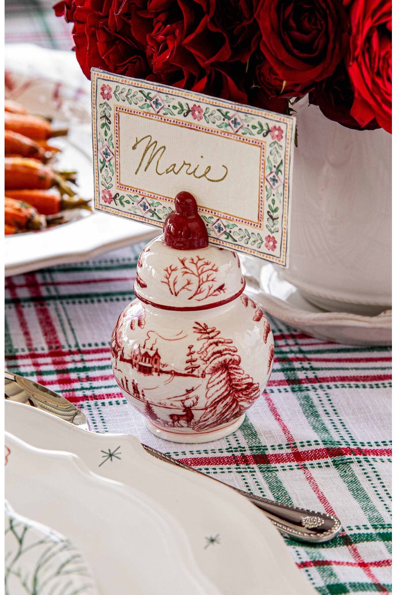 Country Estate Winter Frolic Set of 4 Place Card Holders, Alternate, color, RUBY