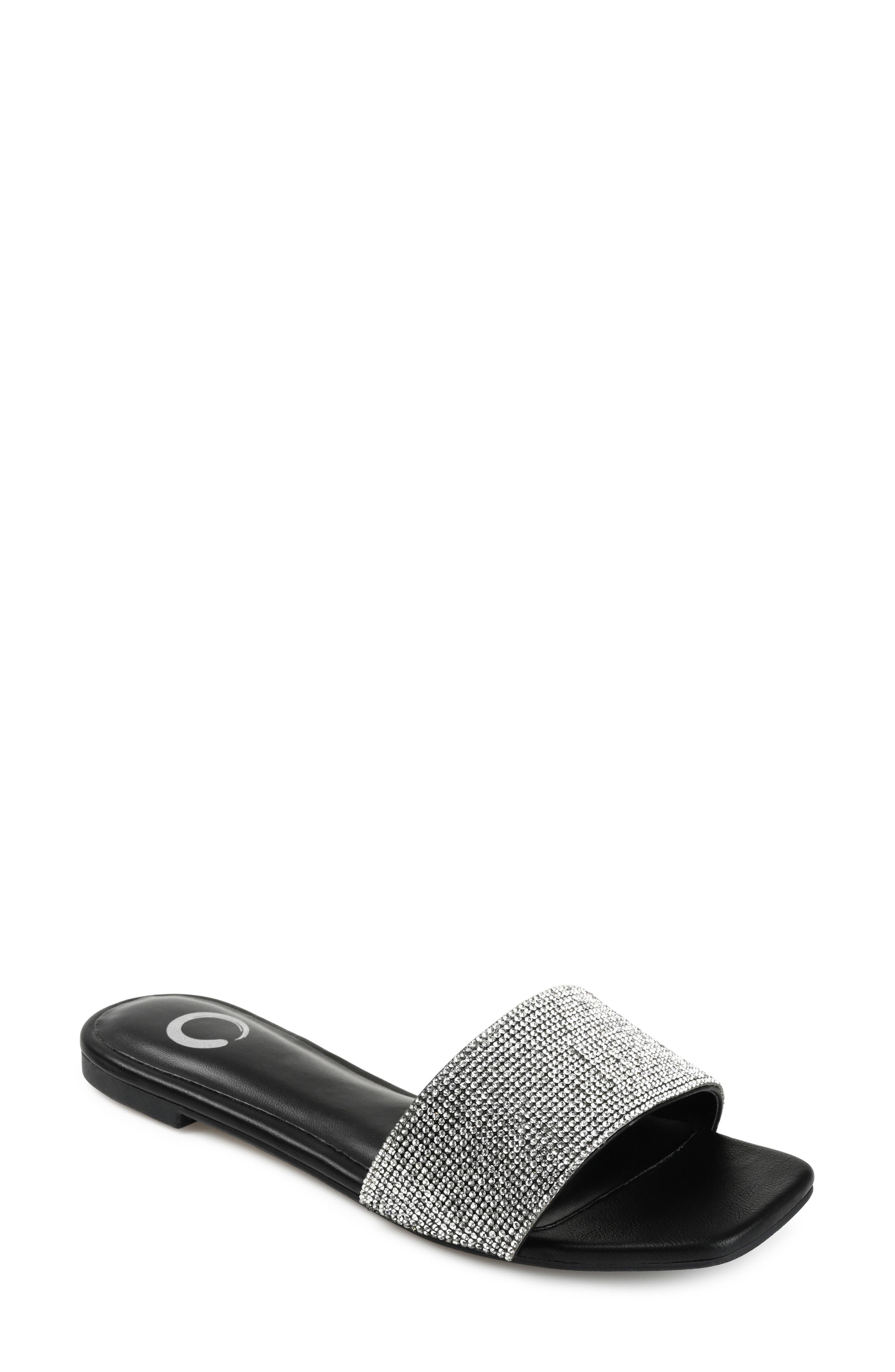 Journee Collection Grayce Square-Toe Slide, Main, color, Black