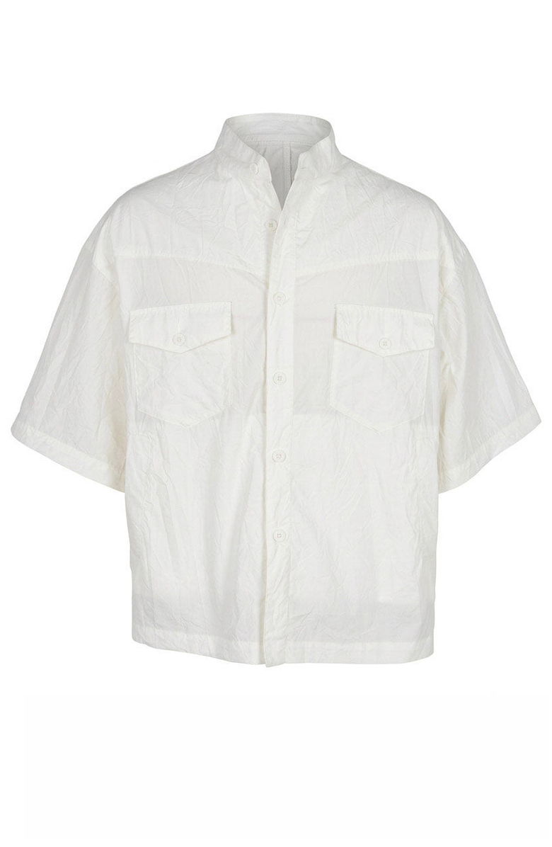 Modenaire Stand Collar Short Sleeve Shirt, Alternate, color, Off-White