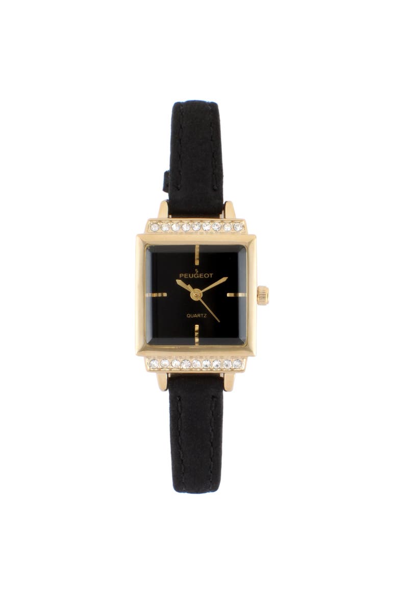 Small Face Crystal Bezel Suede Watch- 22MM, Main, color, Black