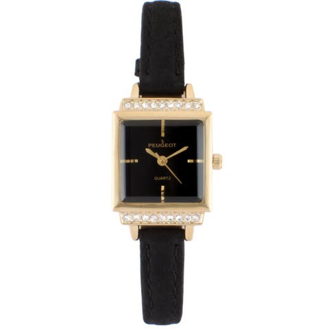 Small Face Crystal Bezel Suede Watch- 22MM