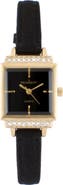 Peugeot Small Face Crystal Bezel Suede Watch- 22MM