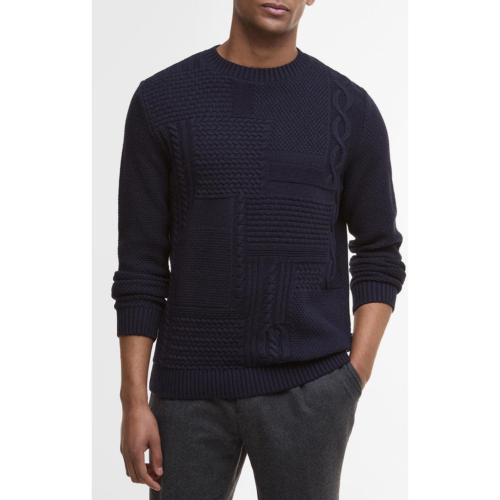 Barbour Casey Textured Wool & Cotton Crewneck Sweater In Black