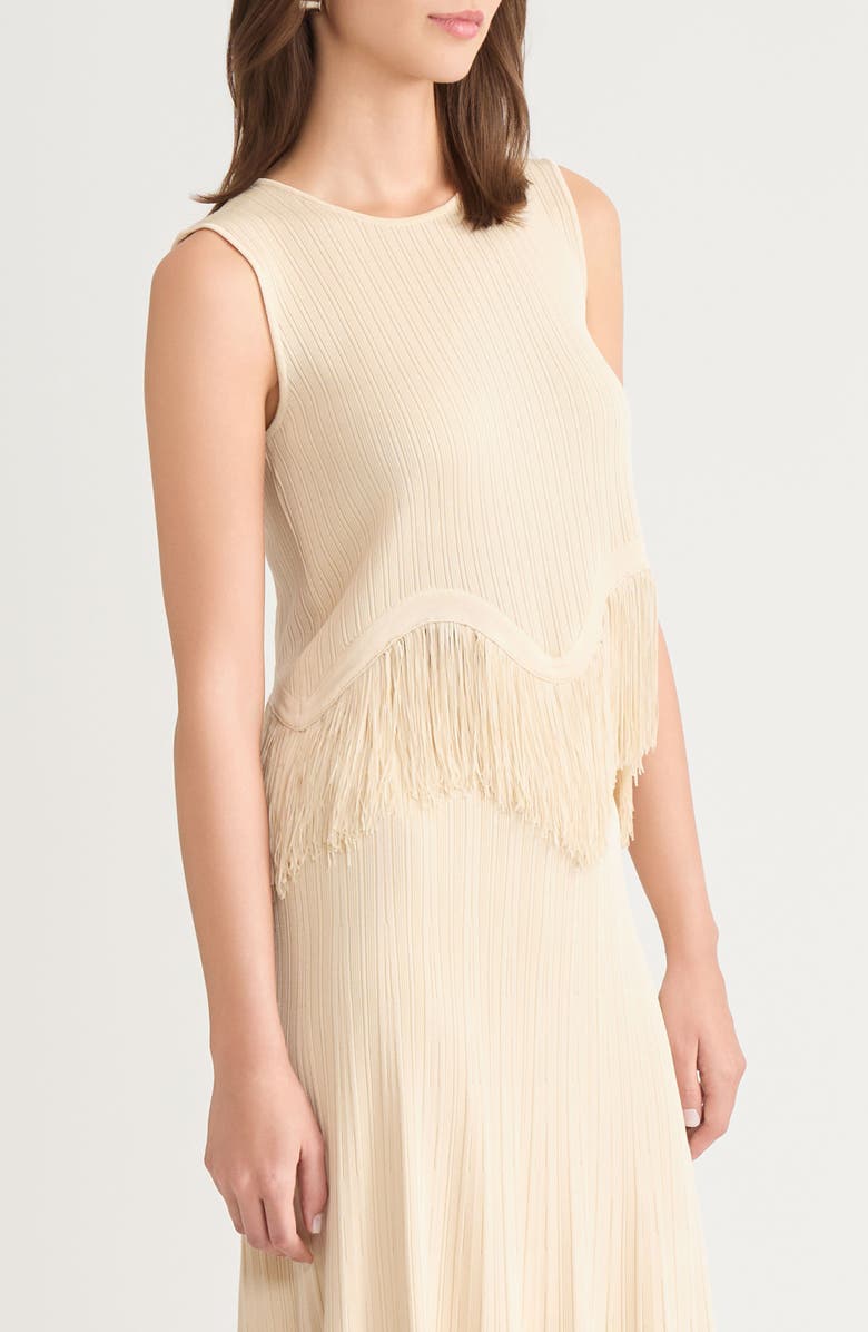 Misook x Lani Lynn Fringe Trim Knit Sleeveless Top, Alternate, color, Pearl