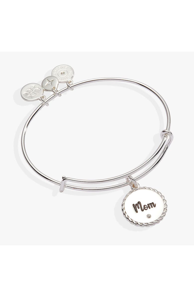 Alex and Ani Mom Charm Bangle Bracelet, Main, color, Silver