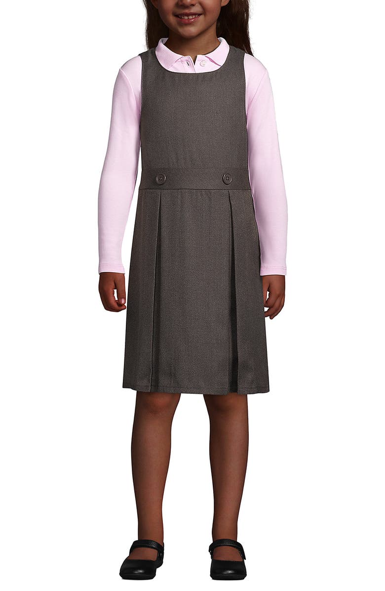 Lands' End Girls Uniform Solid Jumper, Main, color, Gray