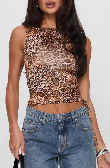 Leopard Side Cinch Sleeveless Top