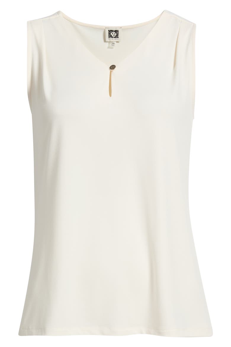 Pleated Neck Sleeveless Top, Alternate, color, WHITE DOVE