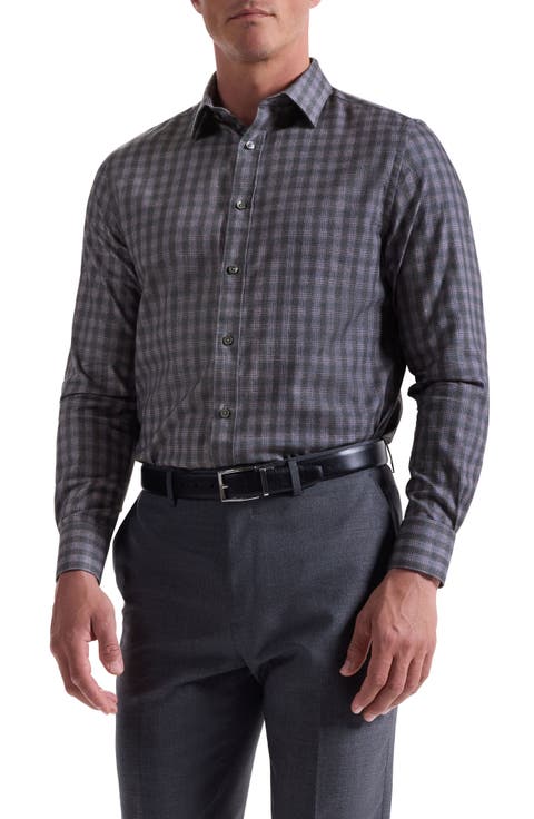 Julian Shaped Fit Check Cotton Button-Up Shirt