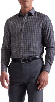 Bugatchi Julian Shaped Fit Check Cotton Button-Up Shirt