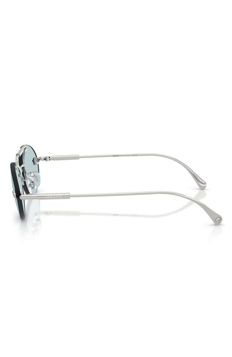 Versace 56mm Oval Sunglasses, Alternate, color, Silver / Light Blue