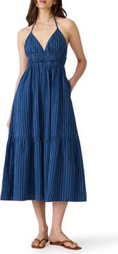 Steve Madden Lucky Stripe Halter Maxi Dress