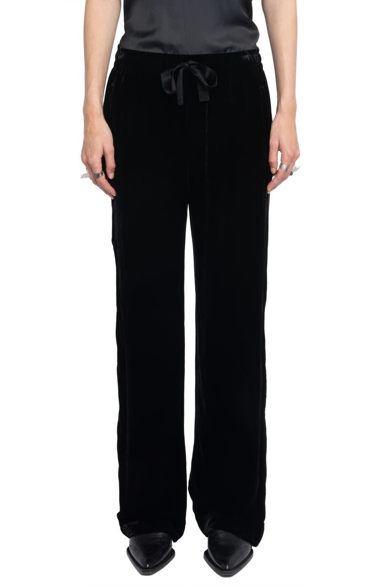 Zadig & Voltaire Poma Velvet Drawstring Pants, Main, color, Black