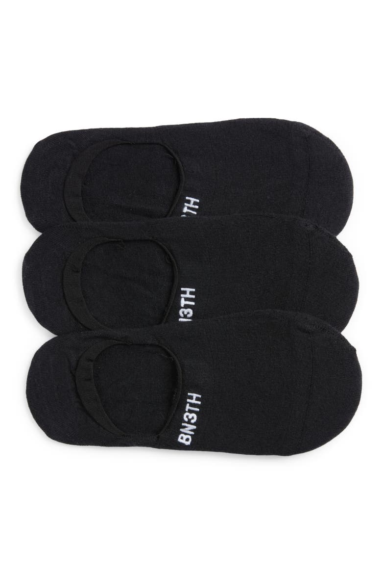 3-Pack Classic No-Show Socks, Main, color, BLACK